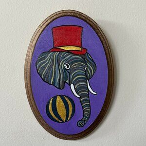 Hand-painted Elephant Circus Wooden Wall Decor